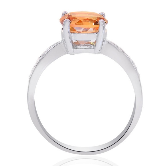 Sterling Silver Citrine and Diamond Accent Ring - Picture 3 of 4